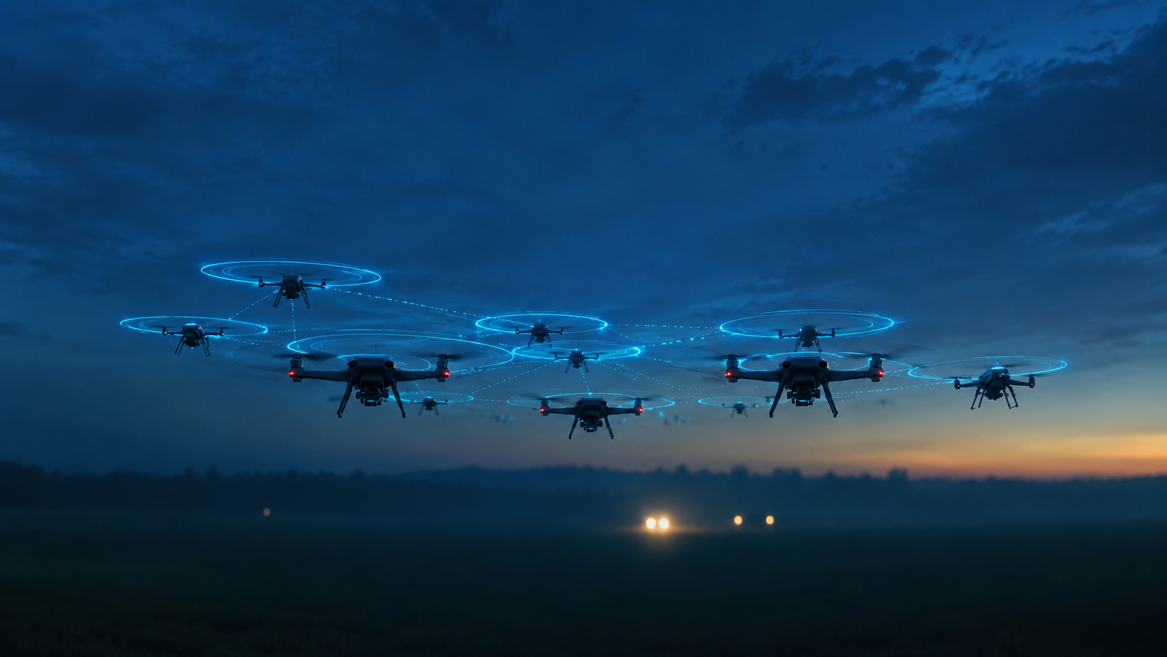 Robotic drone swarm in cooperative formation